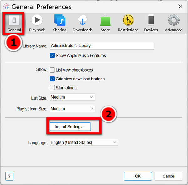 iTunes Import Settings
