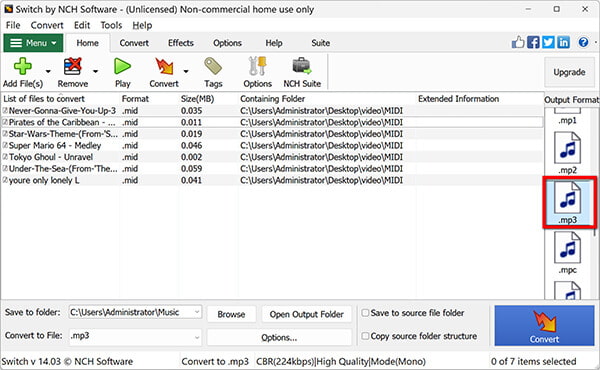 Nch Switch Output Mp3