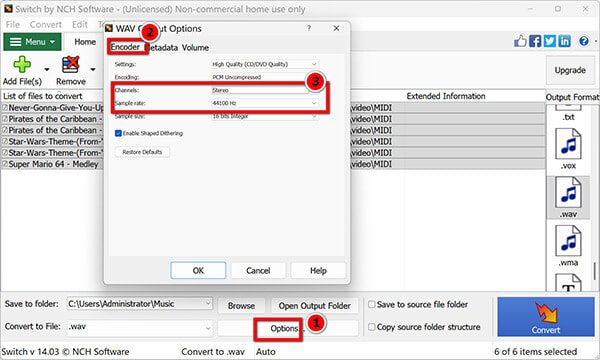 Nch Switch Output Wav Encoder