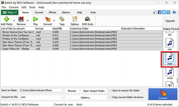 Nch Switch Output Wav