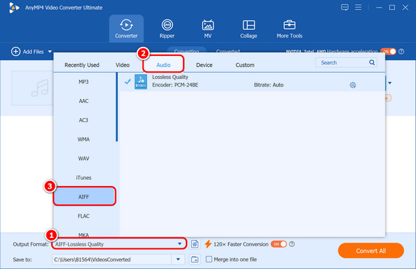 Select Aiff As Output Format Anymp4