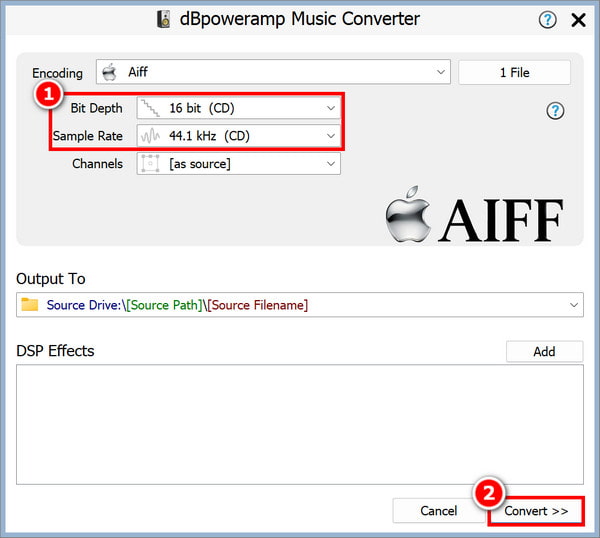 Set Audio Parameters Convert Dbpoweramp