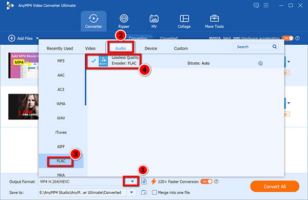 Output Flac In Anymp4 Video Converter Ultimate