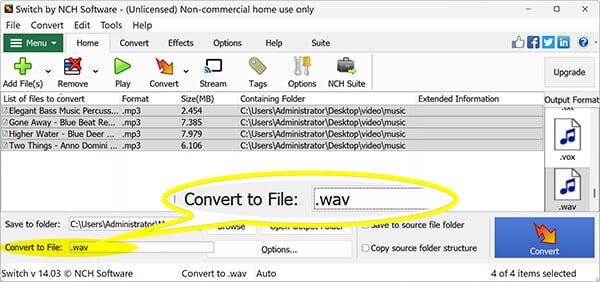 Output Wav In Switch Audio Converter