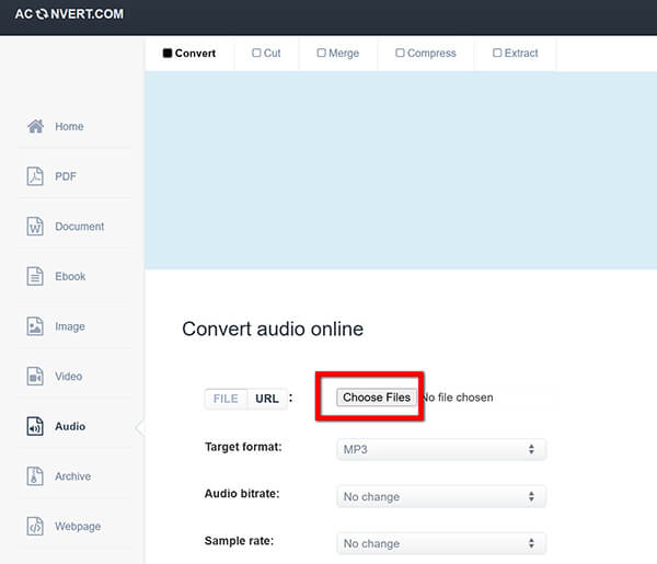 Upload Audio To Aconvert