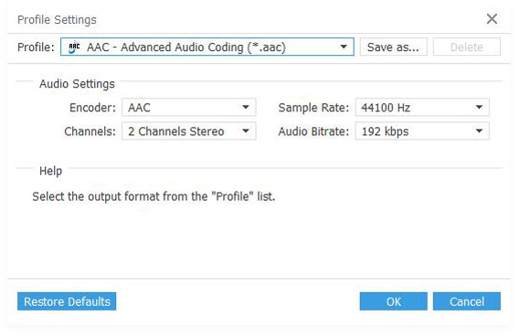 Output settings
