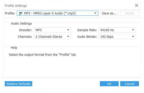 output settings