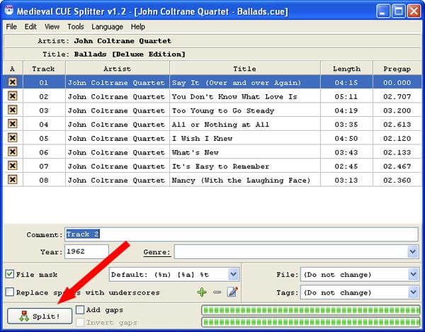 Split flac