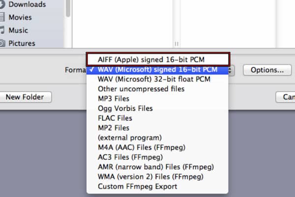 Convert Wav To Apple Signed 16-Bit Pcm In Audacity