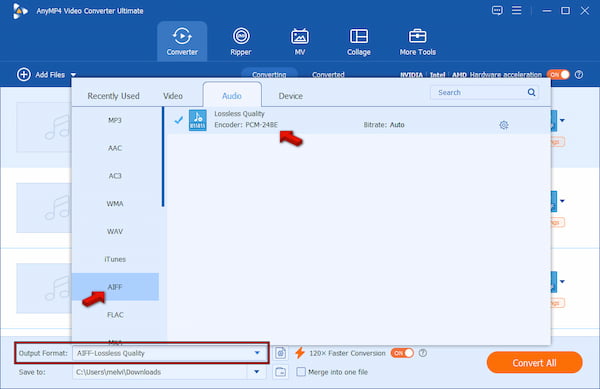 Set Aiff As Target Format In Anymp4 Video Converter Ultimate