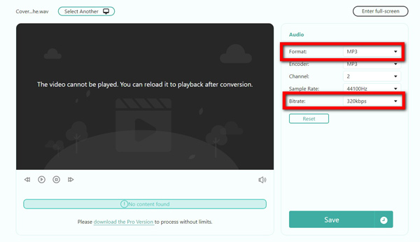 Output Mp3 320kbps In Anymp4 Free Online Video Converter