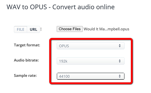 Output OPUS in AConvert
