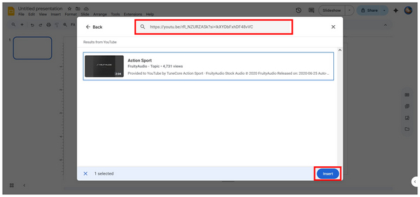 Google Slide Youtube Insert