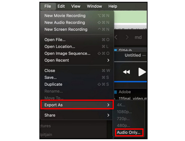 Quicktime Export As