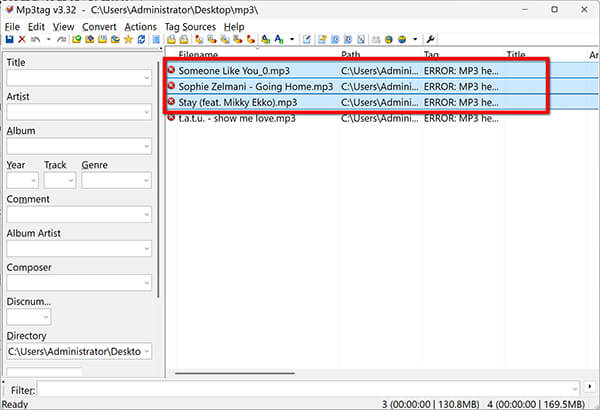 Select MP3 Files In MP3tag