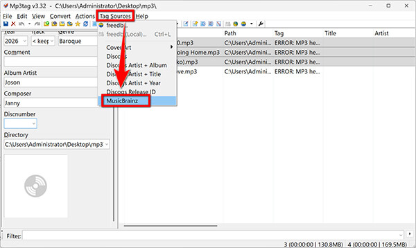 Select Musicbrainz MP3tag
