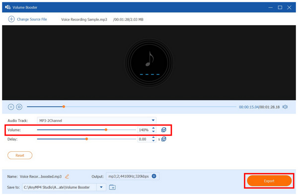 Anymp4 Video Converter Ultimate Volume Export