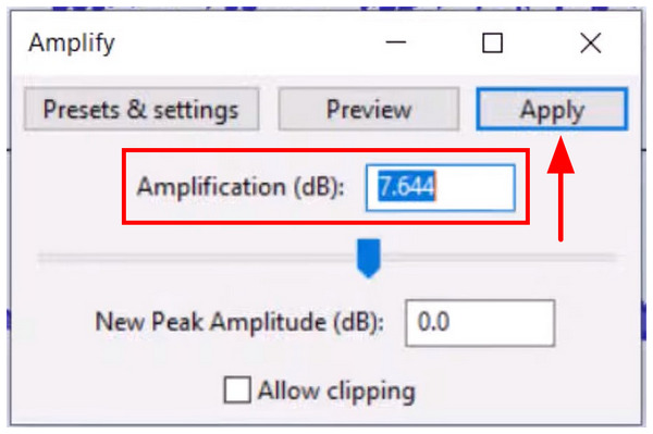 Audacity Amplify Apply