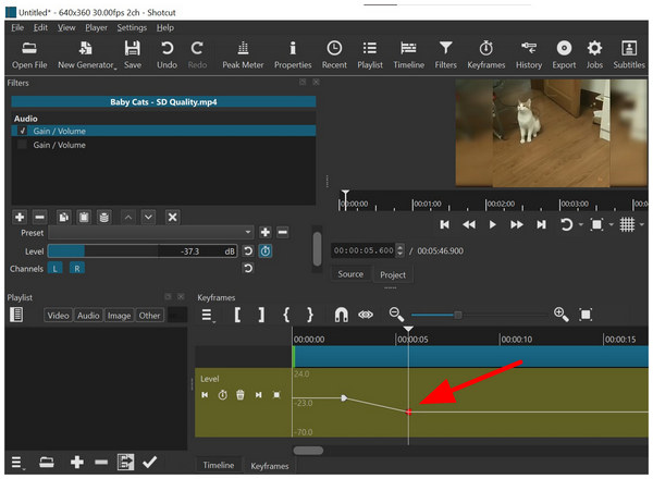 Shotcut Keyframe Active