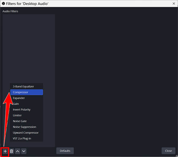 OBS Add Audio Compressor