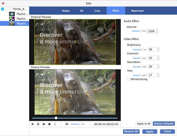 Edit video effect