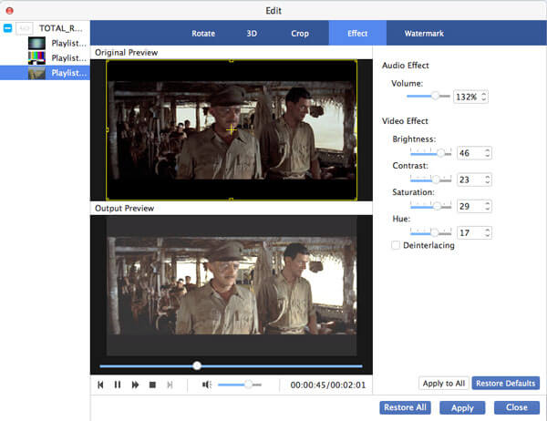 Edit video effect