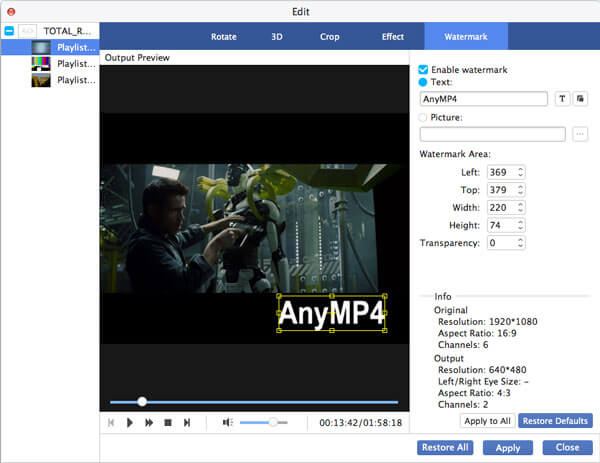 Add watermark to video