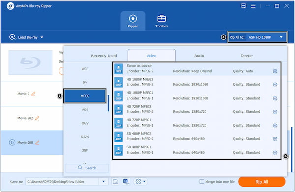 Fareyle Çıktı Formatı Alanına Git