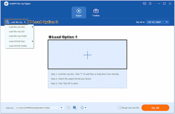 Carica Blu-ray su AnyMP4 per il ripping