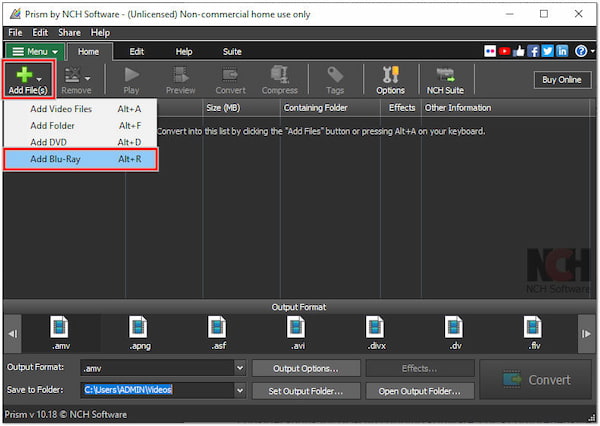 Prism Converteer Blu-ray naar AMV Toevoegen