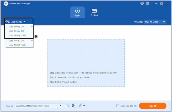 Cargue Blu-ray para MOV Ripping