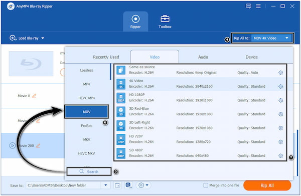 Rip Blu-ray to MOV File Format