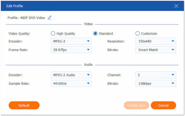 Modificar la configuración de video y audio