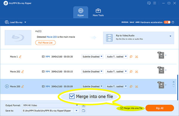 Połącz w jeden plik w programie Blu-Ray Ripper