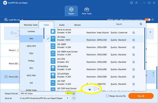 Format wyjściowy dla Blu-Ray