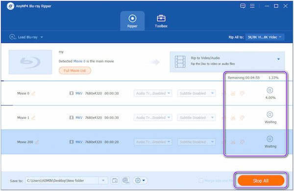 Resolución Blu-ray AnyMP4 Rip