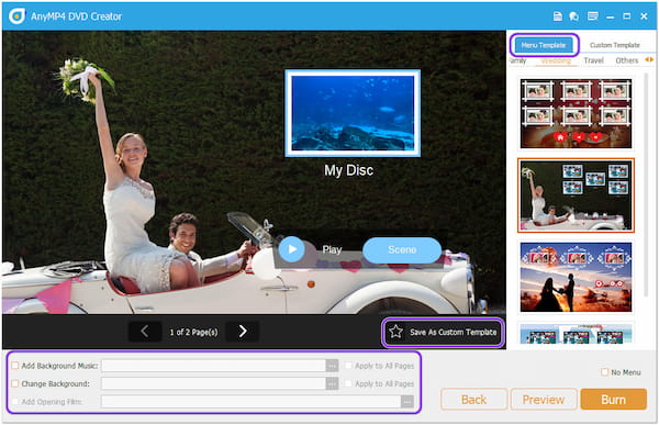 AnyMP4 Converti MKV in modello di menu Blu-ray