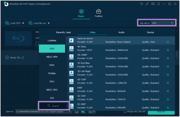 Blu-ray AVI VideoByte konvertálása