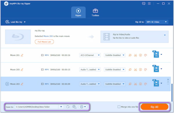 AnyMP4 Blu-ray Ripper Save To