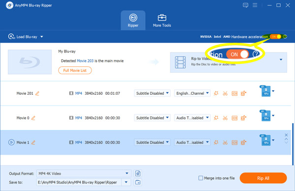 Ativar aceleração por GPU no Anymp4 Blu Ray Ripper