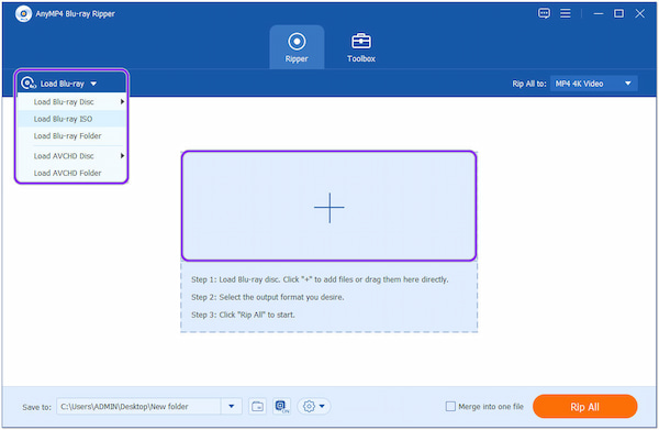 AnyMP4 Blu-ray Player Add File