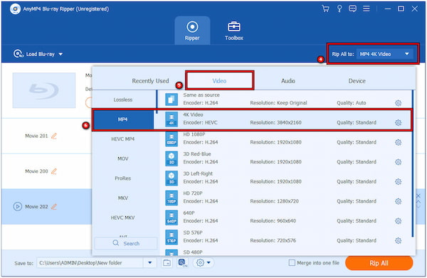 Seleziona il formato di output