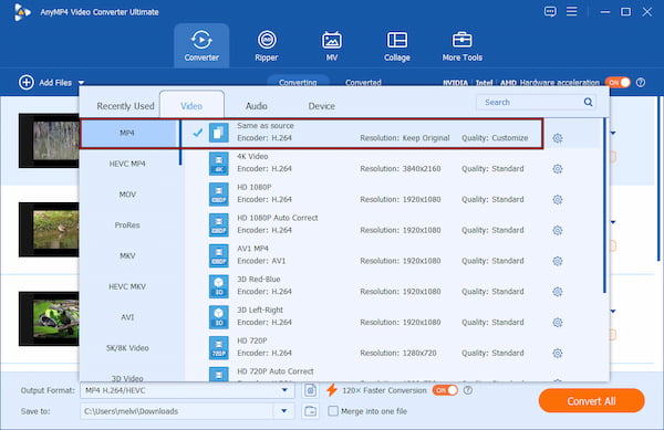 Set Output Format In Anymp4 Video Converter Ultimate