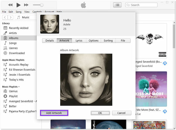 Přidat obrázek alba iTunes Přidat