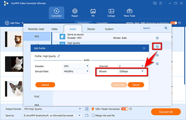 Adjust MP3 Bitrate To 320kbps