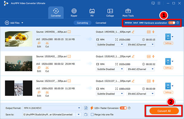 Convert Avi To Mp4 In Anymp4 Video Converter Ultimate