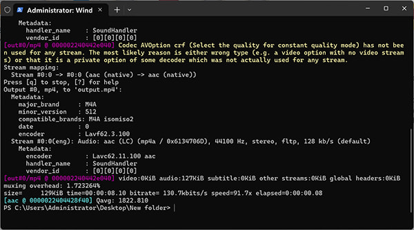 AVI to MP4 in FFmpeg