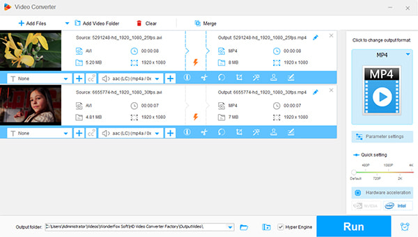 AVI to MP4 in Free HD Video Converter Factory