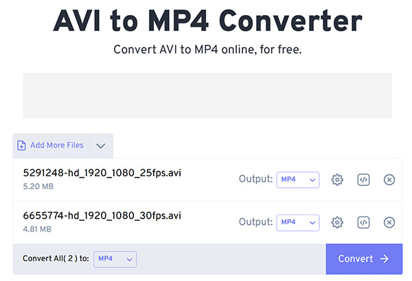 AVI to MP4 in FreeConvert