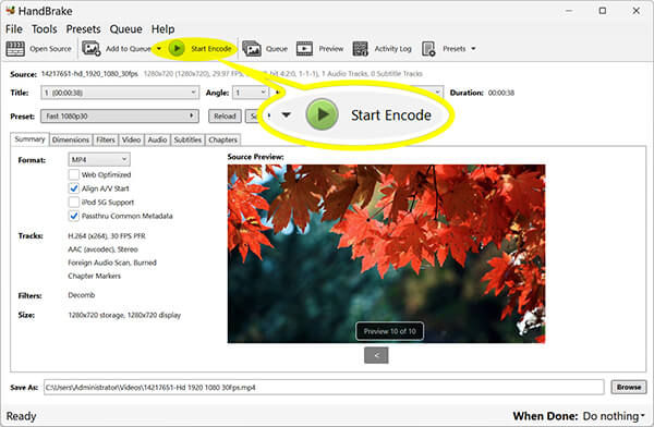 Convert WMV to MP4 in HandBrake